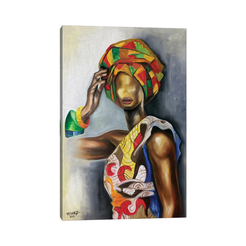 African Cuban Female by Dixie Miguez - Painting on Canvas, 101.6cm H x 66.04cm W x 1.91cm D, Wrapped Canvas