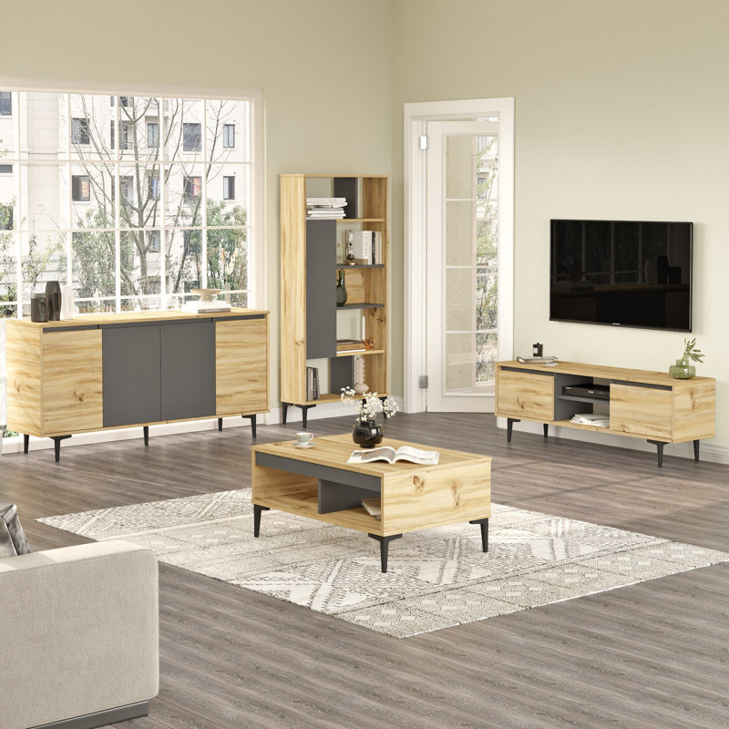 Living Room Furniture Set, Naturel / gris