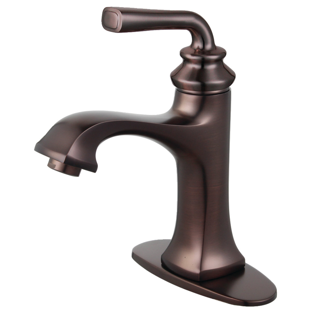 Kingston Brass Restoration Single-Handle 1-Hole Deck Mount Bathroom Faucet with Push Pop-Up Kingston Brass 