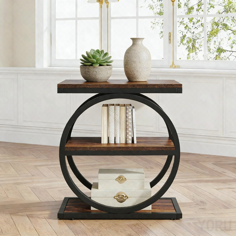 3-Tier Sofa Side Table, Modern End Table