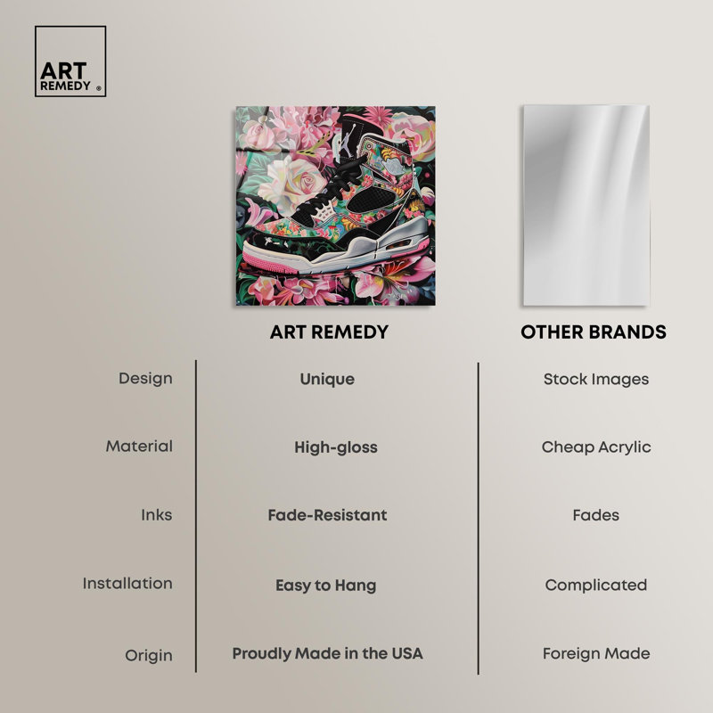 Art mural caché en acrylique Sneaker par Art Remedy, H 24 po x l 24 po