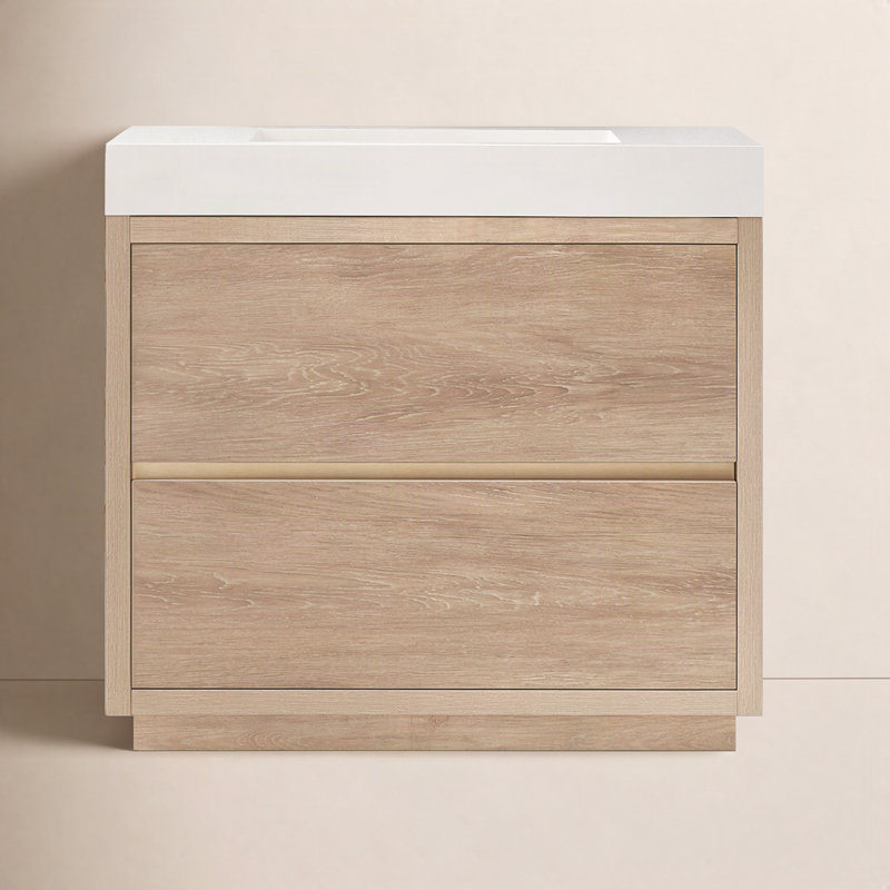 Ensemble de meuble-lavabo simple 36 po Beira, Chêne nord-américain, Blanc, 36"