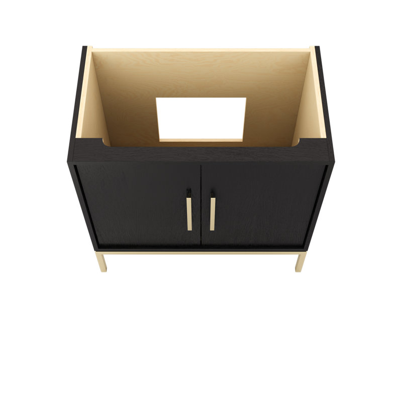 Rift White Oak Single Bath Vanity, Classic Black, Satin Gold, 36"