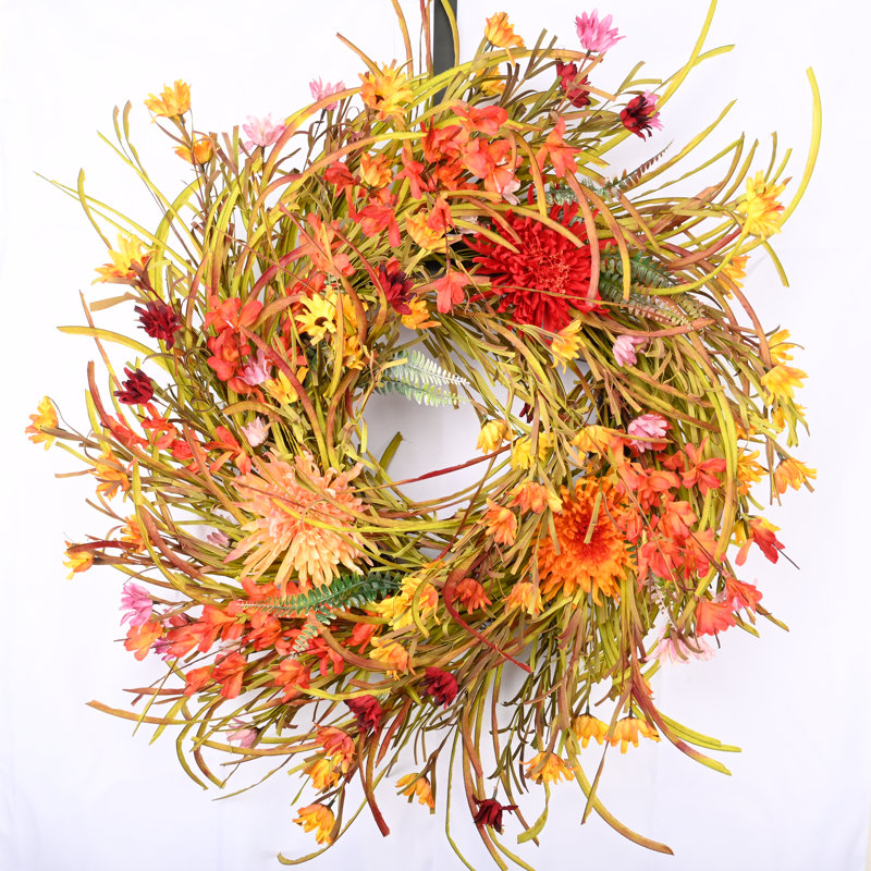 Couronne de porte d'automne automne 26 po Daisy Weed