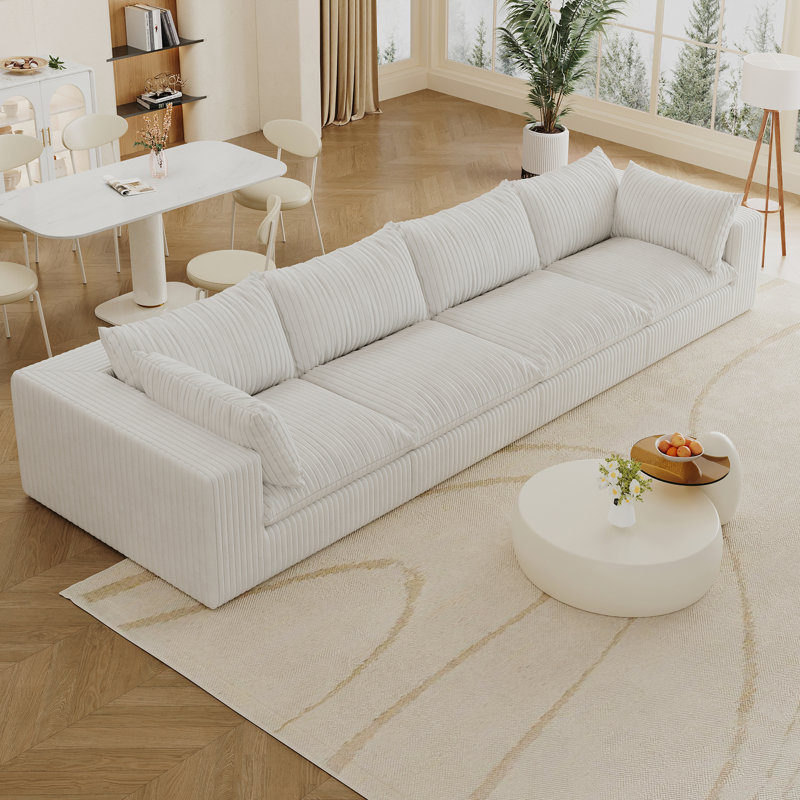 Couche double 157,6 po en velours côtelé de 157,6 po pour la chambre à coucher et la salle de conférence, conception à double couche, coussin amovible, confort rembourré de plumes, support en éponge pure modulaire, nuage de tissu de compression haute densité