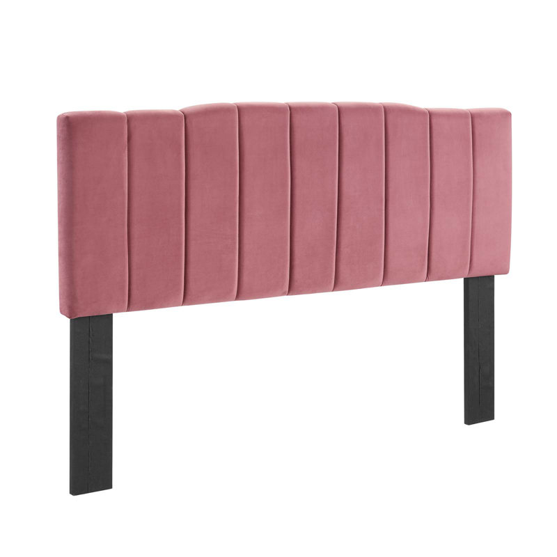 Camilla Channel Tufted Performance Velvet Headboard, Dusty Rose, Twin