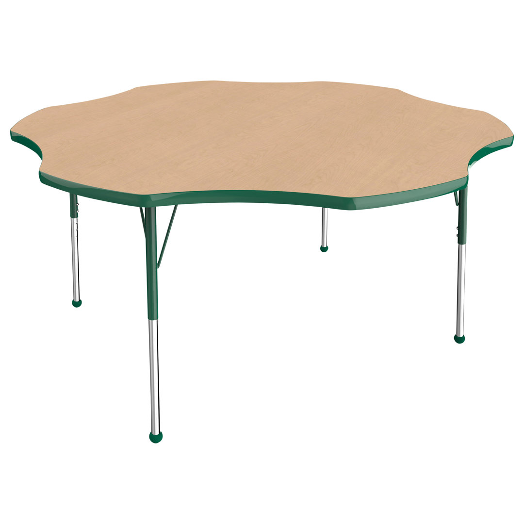 60" x 60" Flower T-Mold Activity Table with Adjustable Legs Factory Direct Partners Top/Side 
