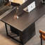Bureau d'écriture rectangulaire en bois massif noir avec tiroirs-1932095805