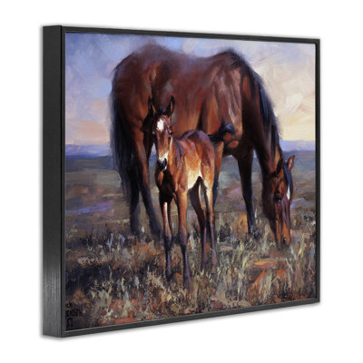 Mother Horse & Foal Landscape Framed Giclee Art, design by Jack Sorenson