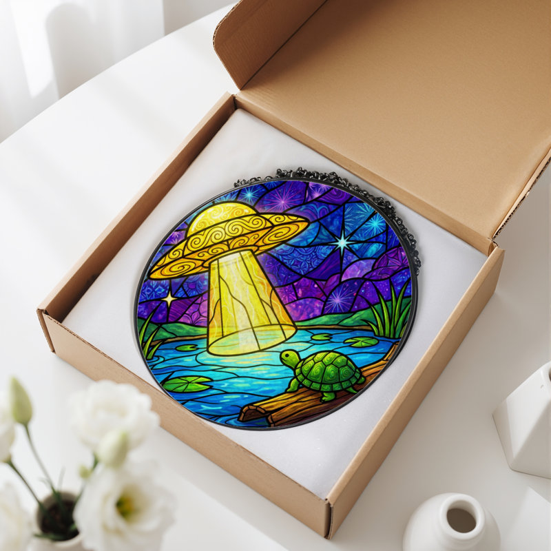 Panneau de vitrail en verre coloré H 7,8 po, H 7,8 po x l 7,8 po