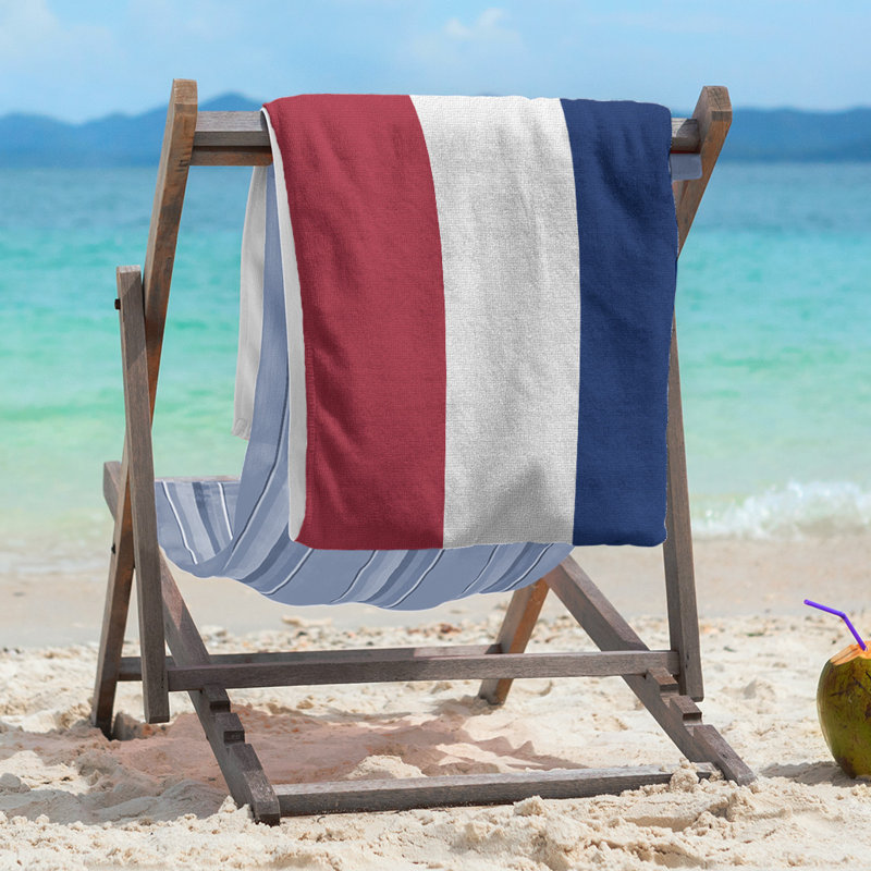 Montreal Lightweight Beach Towel, Red/White/Blue, Poly/Cotton