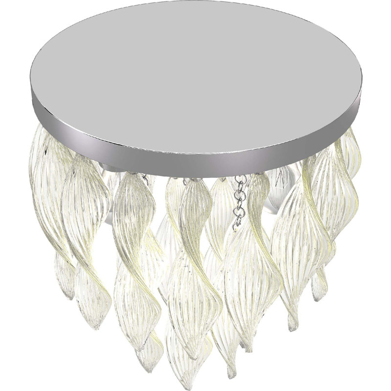 Genevieve 3-Light Indoor Chrome Flush Mount Ceiling Fixture with Cascading/Spiraling Twisted Art Glass