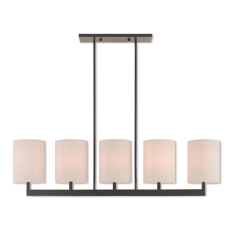 Lustre classique à 5 lumières avec abat-jour, Bronze