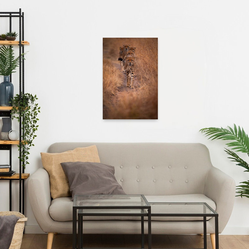 Wild Cheetah Procession Contemporary Cat Nature Wildlife Wall Art Print 1 Piece Wrapped Canvas Wall Art
