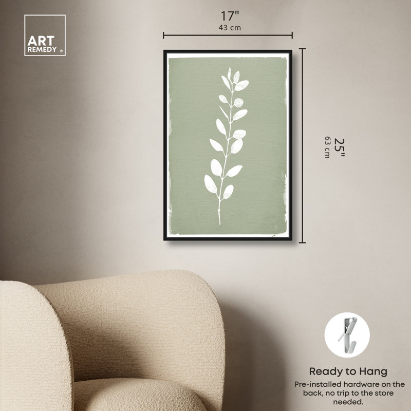 Art mural botanique Linen Leaf Screen II par Art Remedy, H 46 po x l 31 po, Cadre noir