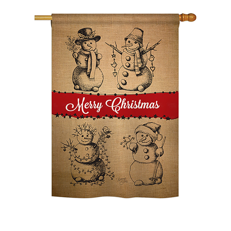 Drapeau de maison / jardin en polyester Snowman Fun Impressions