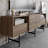 Modern TV Stand with Wall-Mounting Option, Walnut & Black, 70.9 x 25.5 x 14.6 inches | 100% Melamine Coated Particle Board, Thickness: 0.7 inches | Stylish Scandinavian Design with Ample Shelves for Storage-232983579