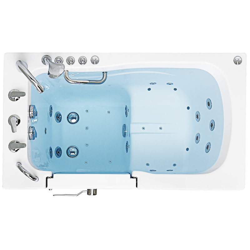 Ella Capri 30"x52" Acrylic Air and Hydro Massage and Heated Seat Walk-In Bathtub with Left Outward Swing Door, 5 Piece Fast Fill Faucet, 2" Dual Drain