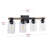 4-Light Bulbs Elegant Wood-Grain Style Bubble Glass Vanity Light