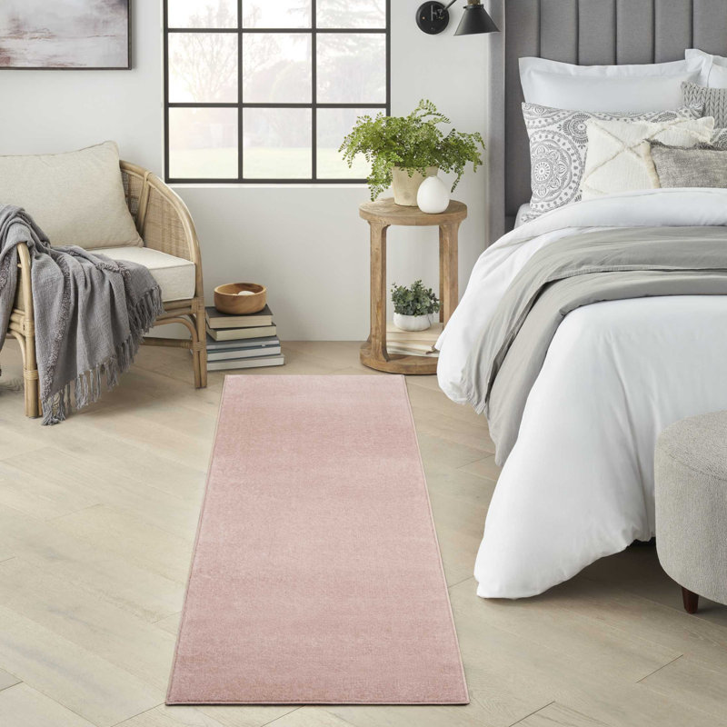 Tapis intérieur / extérieur rose Mullican Sandy, Tapis de couloir 2 pi 2 po x 10 pi