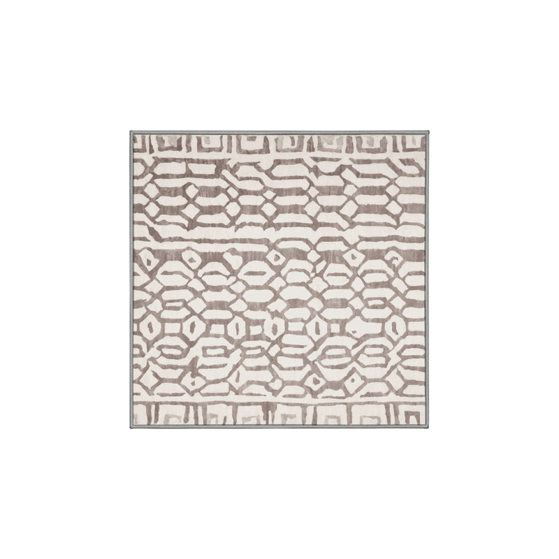 Machine Washable Gray Area Rug, Square 5'