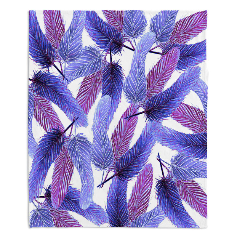  Jeté à plumes turquoise, l 51 po x L 60 po, bleu