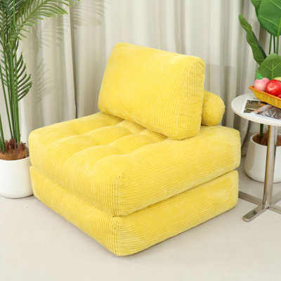 Canapé en velours côtelé 70,8 po jaune, doux et confortable, sans assemblage, idéal pour lire en famille ou dans le salon en fausse fourrure, grande salle de détente, dortoir