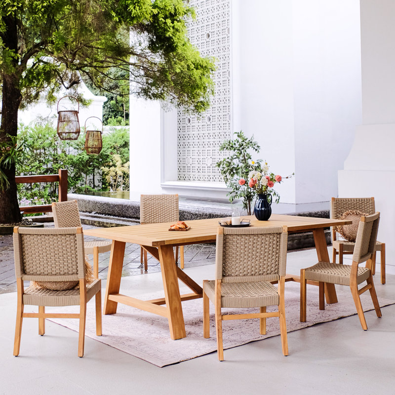 Ensemble repas extérieur pour 6 personnes Seras, Brun clair