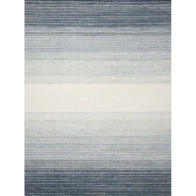 Lagos Wool Ombre Area Rug in Gray Blue/Light Blue/Ivory, Runner 3' x 6'