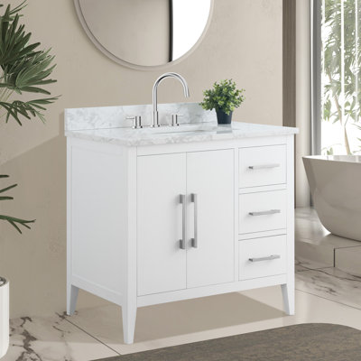 Meuble-lavabo simple 36 po avec plateau en marbre Chambery