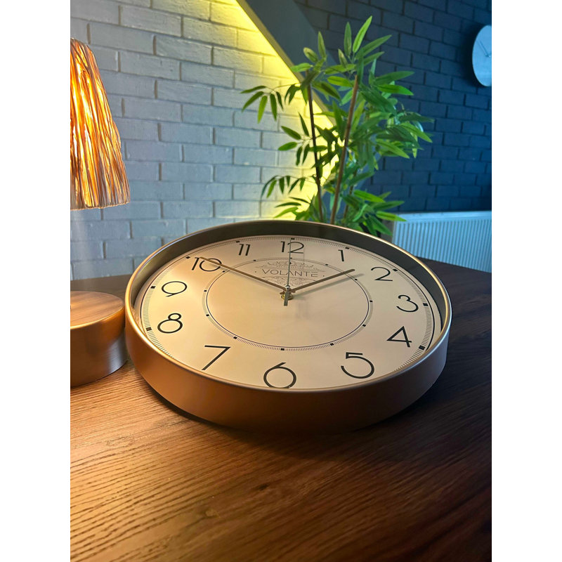Elegant Decorative Wall Clock, Bronze Color, 13.8 x 13.8 inches | 100% Plastic with Real Glass Cover, Thickness: 1.8 inches | Perfect for Living Room, Bedroom, or Office Decor, Stylish and Functional Timepiece