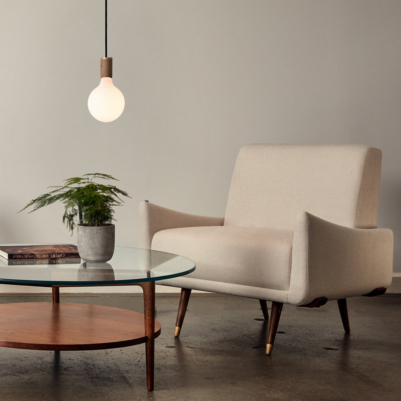 Luminaire suspendu simple en porcelaine III en laiton