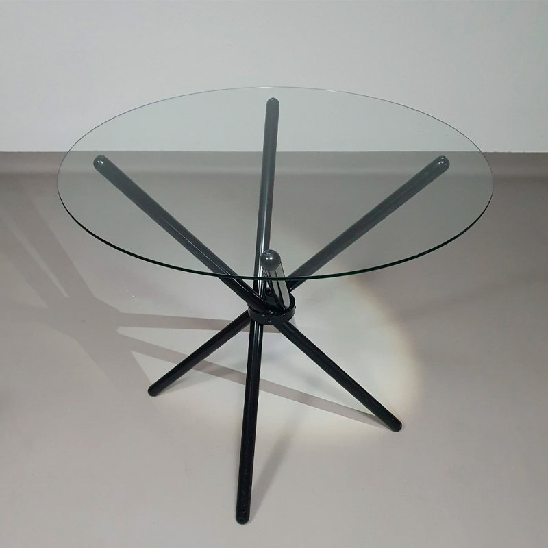 Round Glass Top Metal Base Dining Table