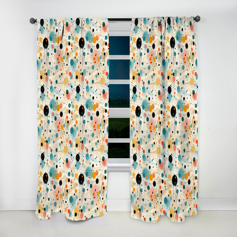 Motif à pois multicolores - Rideau abstrait - Rideau obscurcissant - 1 panneau, L 52 po x L 90 po