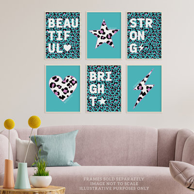 Leopard Pattern Bold Shapes - 6 Piece No Frame Print Set
