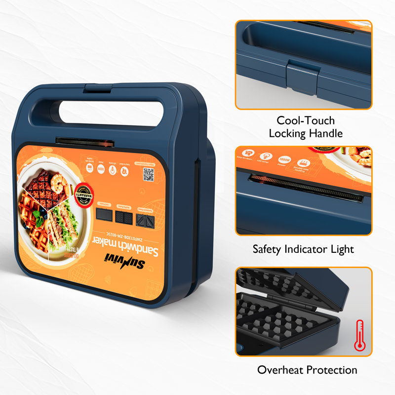 1000W 3 In 1 Sandwich Maker, Blue