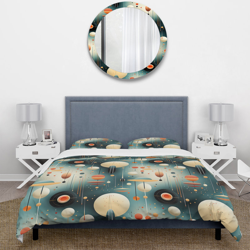 Ensemble de housse de couette Retro Futurism Vibe - Mid-Century, Housse de couette simple + 1 taie décorative stan