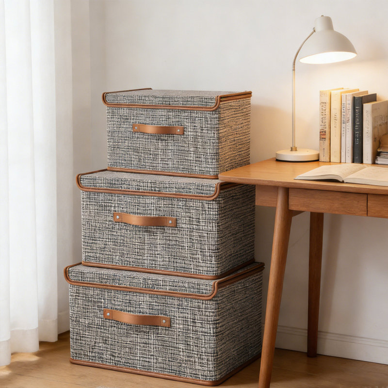 3Pack Large Storage Bins Set,Storage Baskets Pack of 3 Foldable Storage Boxes Cubes with Lids, Fabric Storage Bin Organizer Collapsible Box Containers for Nursery,Closet,Bedroom,Home