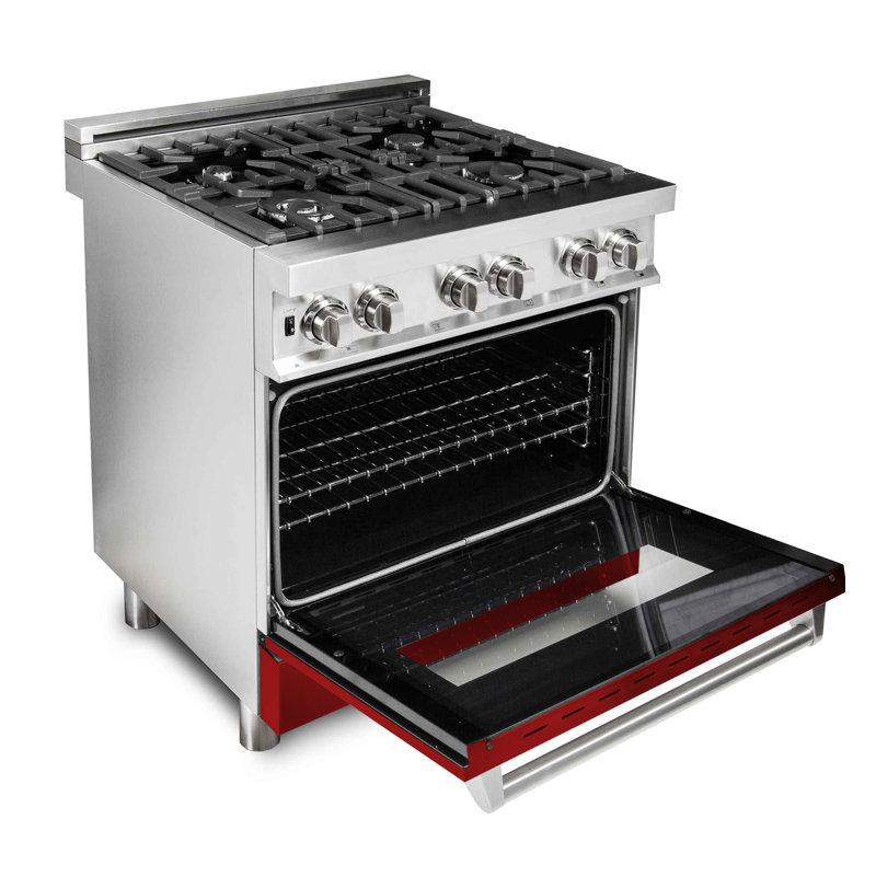 ZLINE 30" Legacy Dual Fuel Range, Red Gloss Stainless Steel