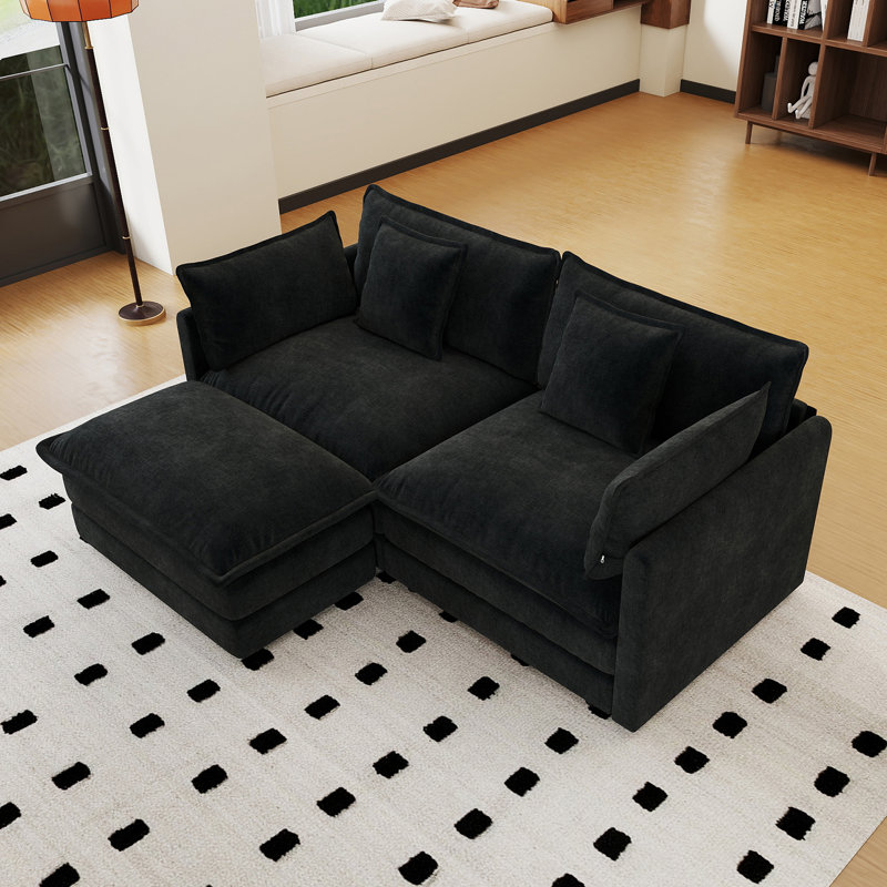 Sofa, Black Chenille