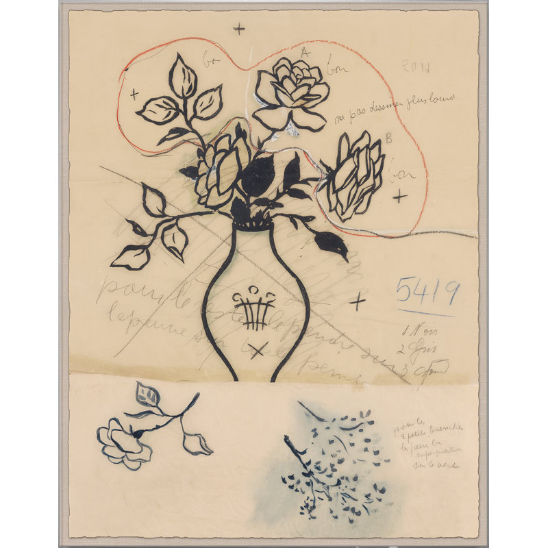 «Tres Roses» par Paule Marrot - reproduction imprimée, Boîte en acrylique, H 56 po x l 44 po x P 1,25 po