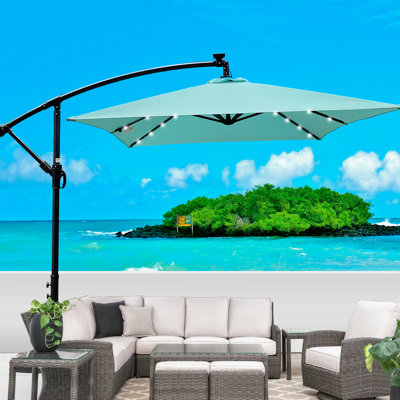 Parasol solaire à DEL rectangulaire 2X3m - Vent, 180G, pour piscine extérieure avec lumières à économie d'énergie, jardin