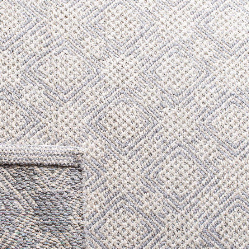 Tapis argent / ivoire en coton tissé à la main Luzerne, Rectangle 8 pi x 10 pi