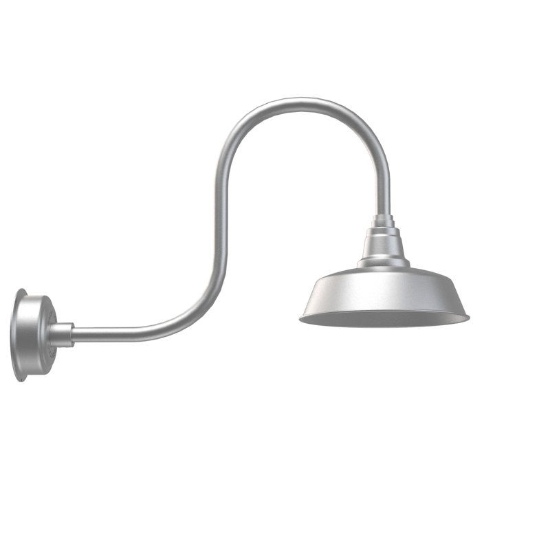 Luminaire de grange d'extérieur à DEL Vandervliet, H 9 po x l 12 po x P 17 po, Argent galvanisé