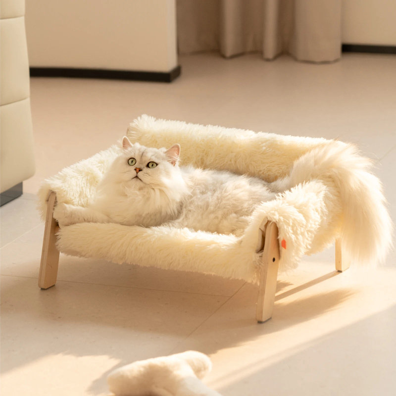 Gina Wood Pet Bed, Beige