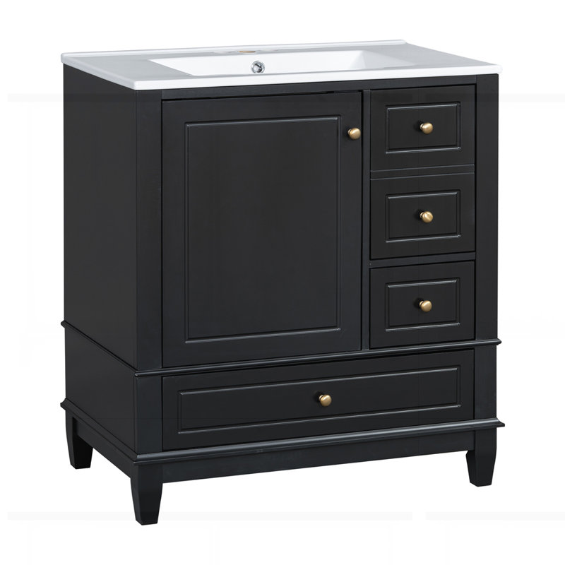 30" Bathroom Vanity with Sink, Black