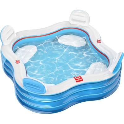Inflatable Swimming Pool,Full-Sized Blow Up Pools with Seats and Backrests, Kiddie Pool for Outdoor