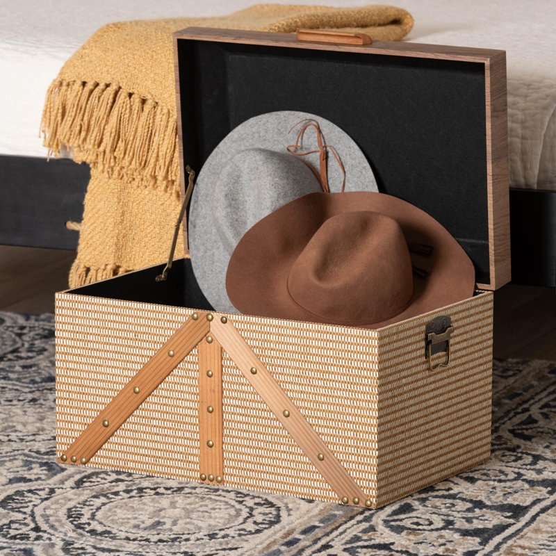 Coffret de rangement Baxton Studio - Coffre de rangement décoratif avec couvercle à charnières et extérieur tissé pour salon ou chambre