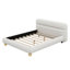 Lit tapissier contemporain avec tissu bouclé en molleton Teddy et pieds ronds massifs Design courbé élégant pour la chambre à coucher, grand lit, blanc-227884743