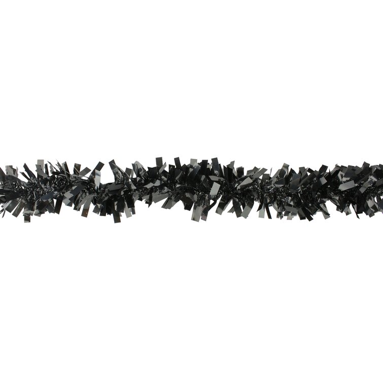 Northlight Black and Silver with Ghosts Halloween Tinsel Garland - 50 Feet Unlit